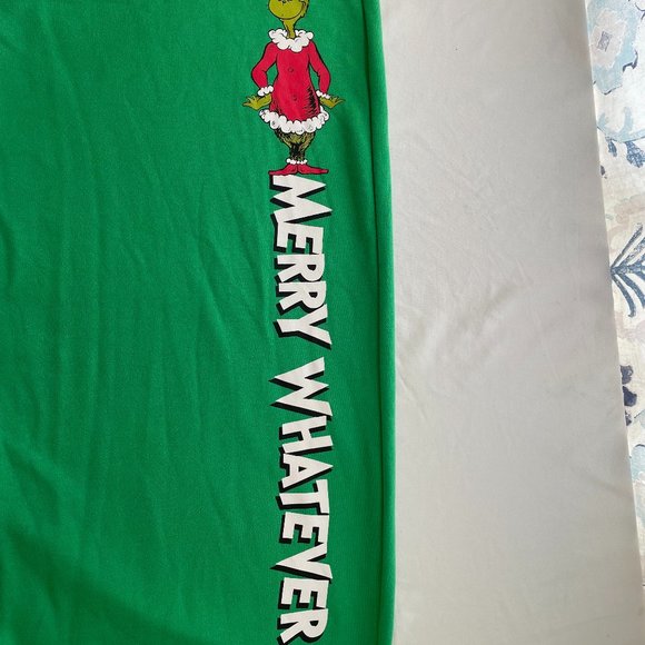 Lounge -Sweat Pants 3X Christmas The Grinch "Merry Whatever" Green Plus Size NWT - Picture 2 of 4